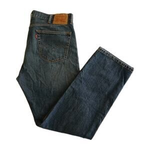 Men's Levi's 505 Jeans 38x34 Medium Blue Washed Straight Leg Denim